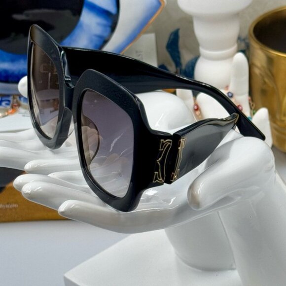 🆕 CARTIER 🧿 NWOT CT0434 Double C Square Sunglasses, Black Recycled Acetate - Picture 15 of 16